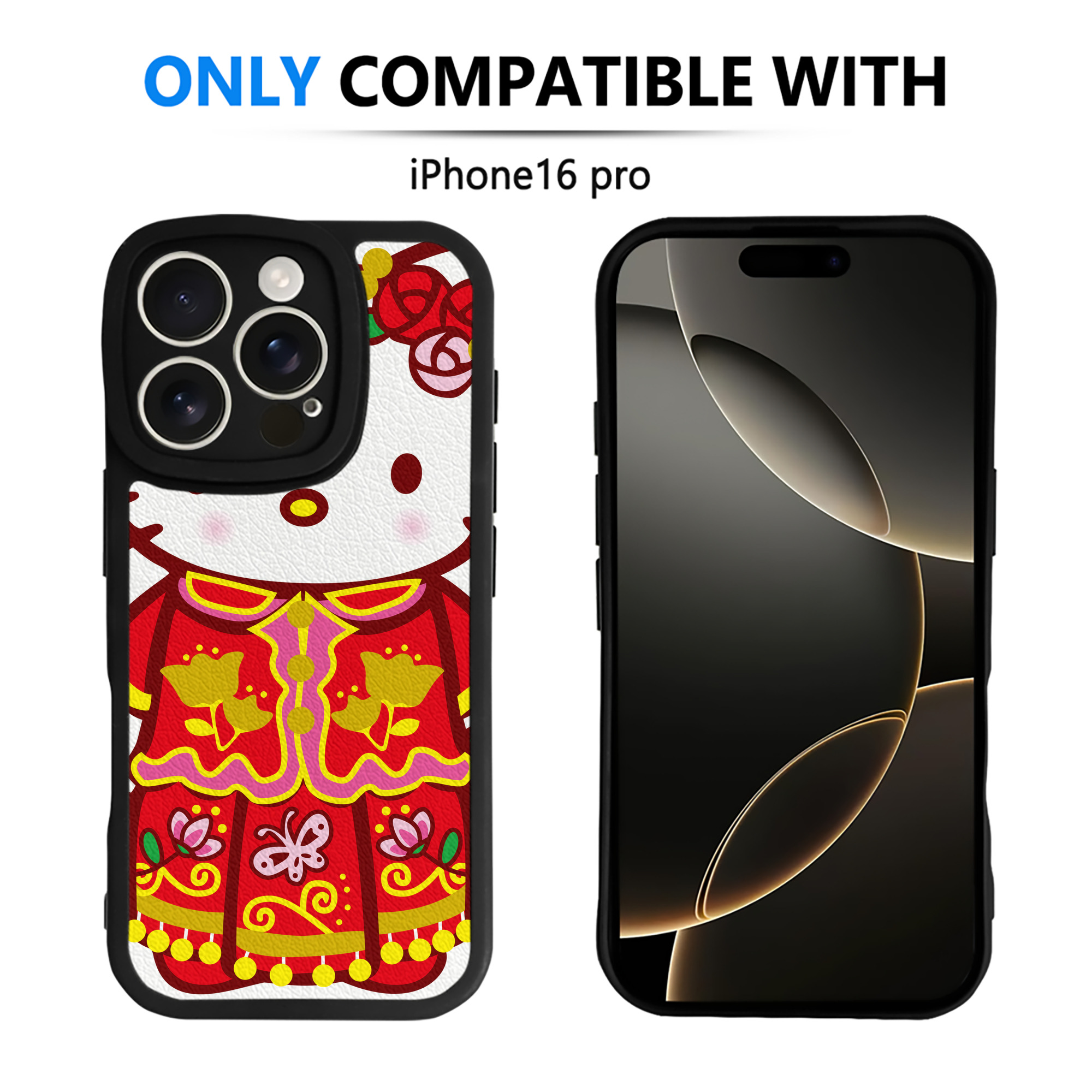 （画像用） Hello Kitty ハローキティ 【iPhone 16シリーズ対応】シリコンスマホケース（レザー調） 材質：シリコン